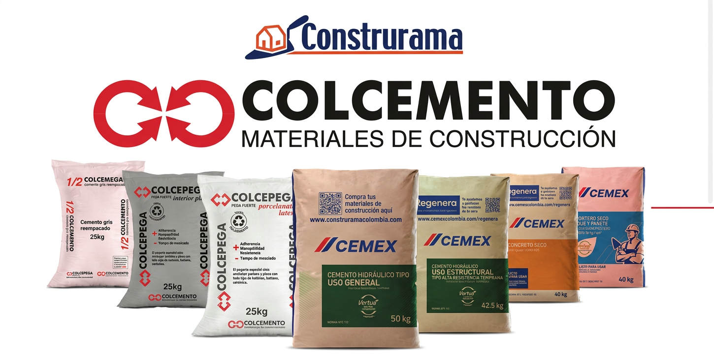 Bultos de cemento Cemex y Colcepega 25 kg